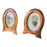 Paire de cadres photo en cuivre art nouveau