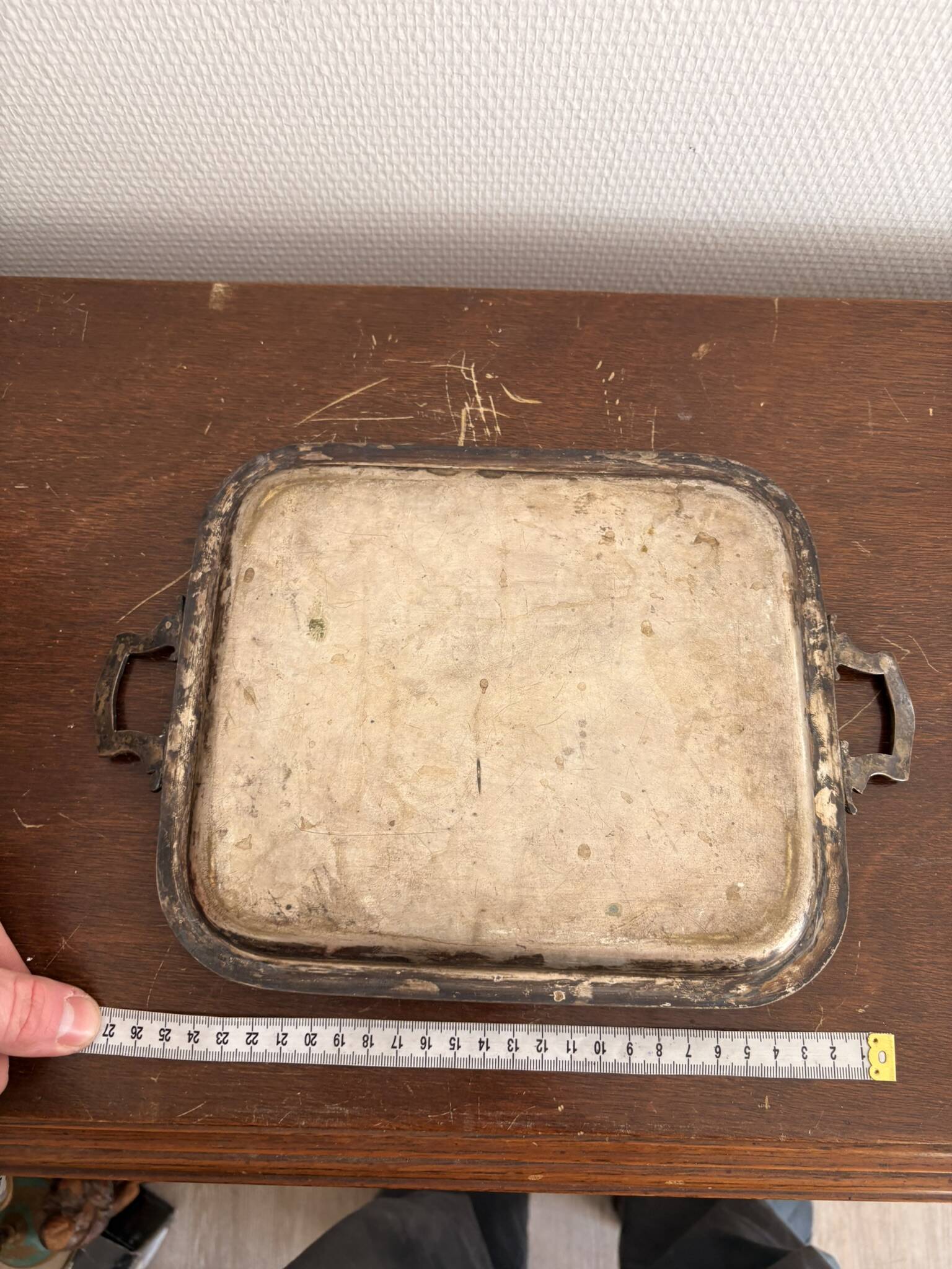 Silver Plated Metal Tray Louis XVI Style 1920 Gordon Hanse Pattern