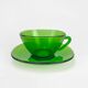 6 Large Vereco cups and saucers emerald green 70s