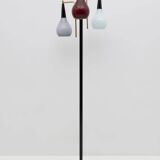 Stilnovo Mid Century Modern Italian Brass And Colored Glass Floor Lamp, 50