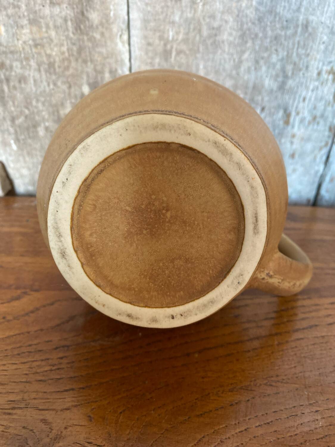 Antique pitcher old beige stoneware made in france vintage