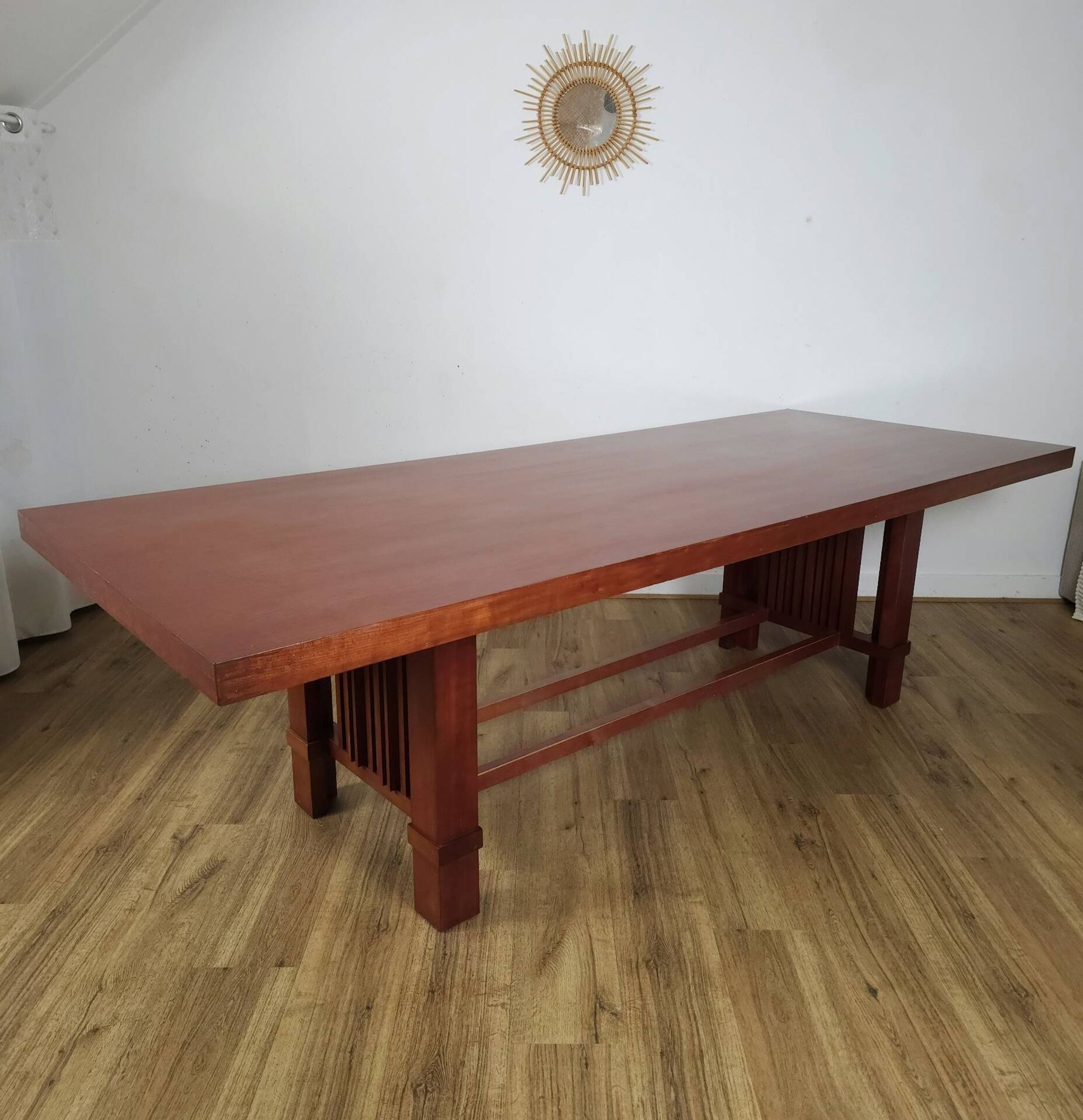 Large vintage cherry wood dining table, Taliesin 608.