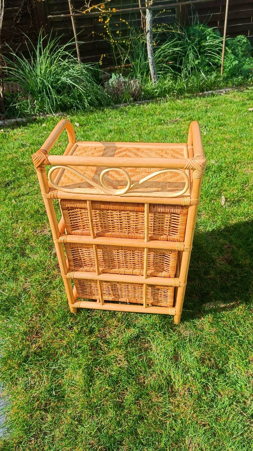 Vintage rattan chest of drawers