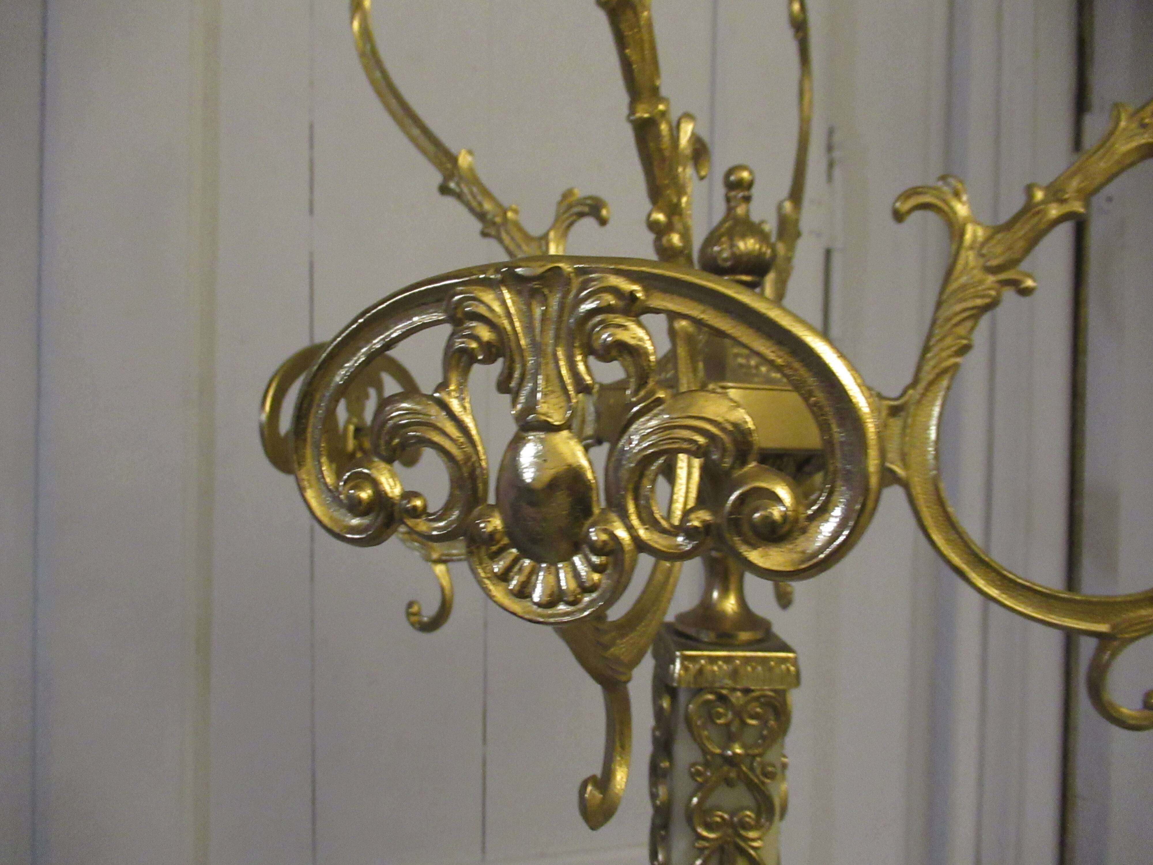 Standing coat rack in italian marble and vintage bronze from the 1960s