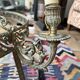 Brass chandelier from the early 20th century.