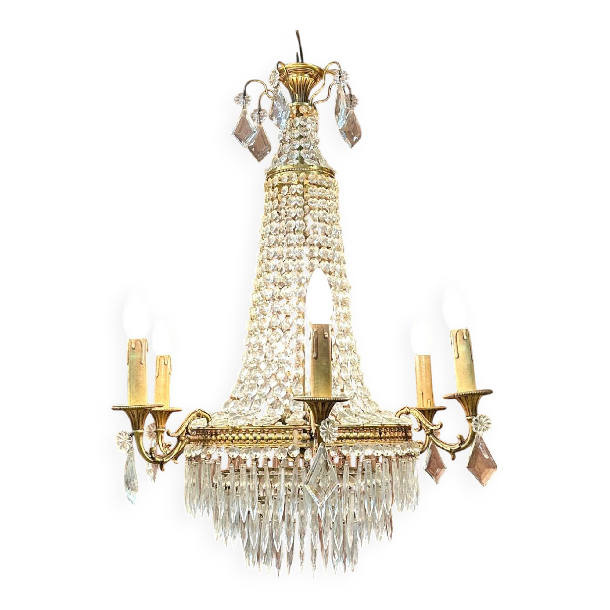 Louis XVI style hot air balloon chandelier with tassels
