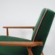 Vintage armchair, fully renovated, 1970s, green bottle velvet, pink edge