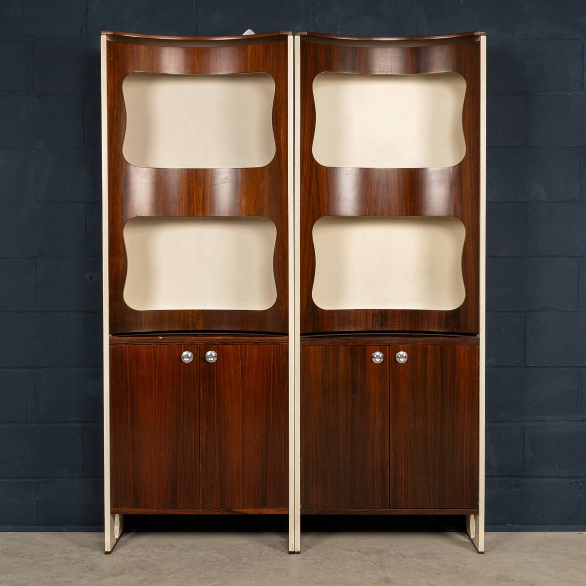 20thC ITALIAN STANDING DRY BAR IN HARDWOOD & CREAM LAMINATE c.1970