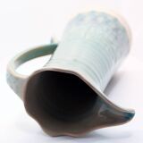 Handcrafted XL pitcher in mint green enameled stoneware
