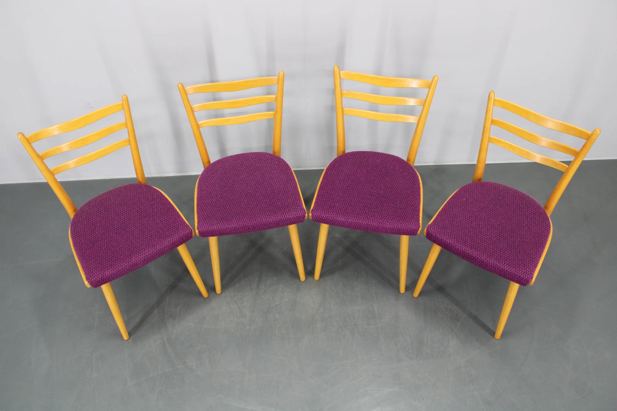 1960s Set of Four Beech Dining Chairs, Czechoslovakia