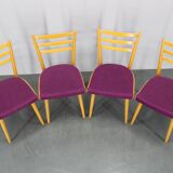 1960s Set of Four Beech Dining Chairs, Czechoslovakia
