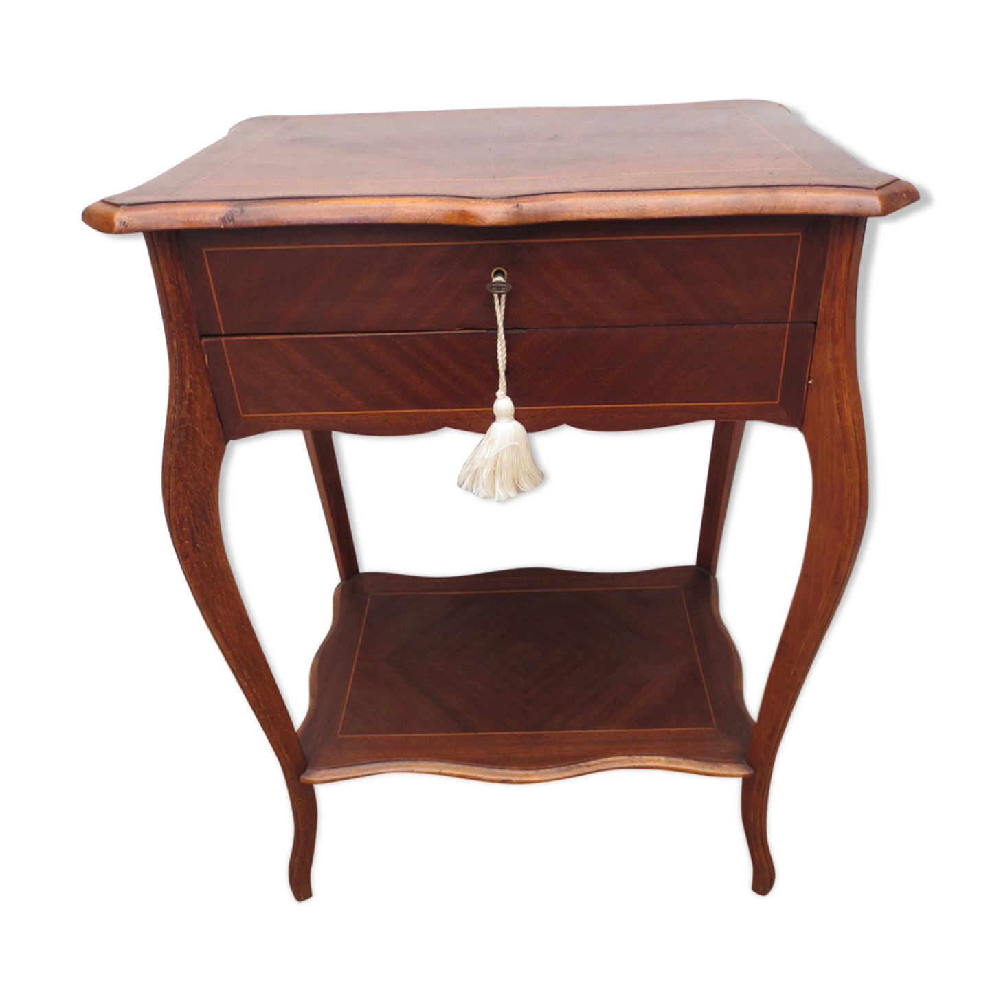 Former walnut marquetry sewing basket