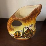 Quimper fouillen faience pitcher from the 50s/60s oblique shape gorse decor