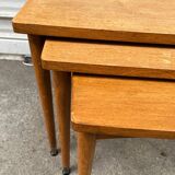 3 wooden nesting tables, 50s-60s