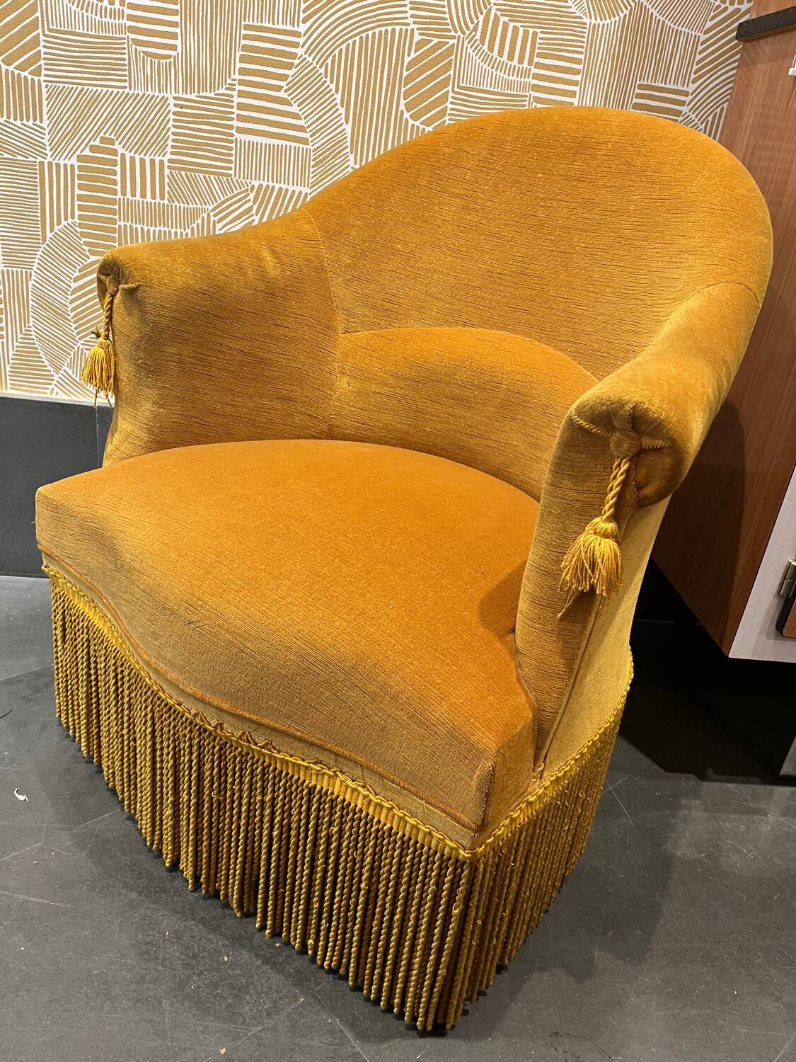 Vintage velvet Toad armchair