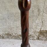 Rustic ashtray carved wood on vintage stand