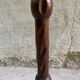 Rustic ashtray carved wood on vintage stand