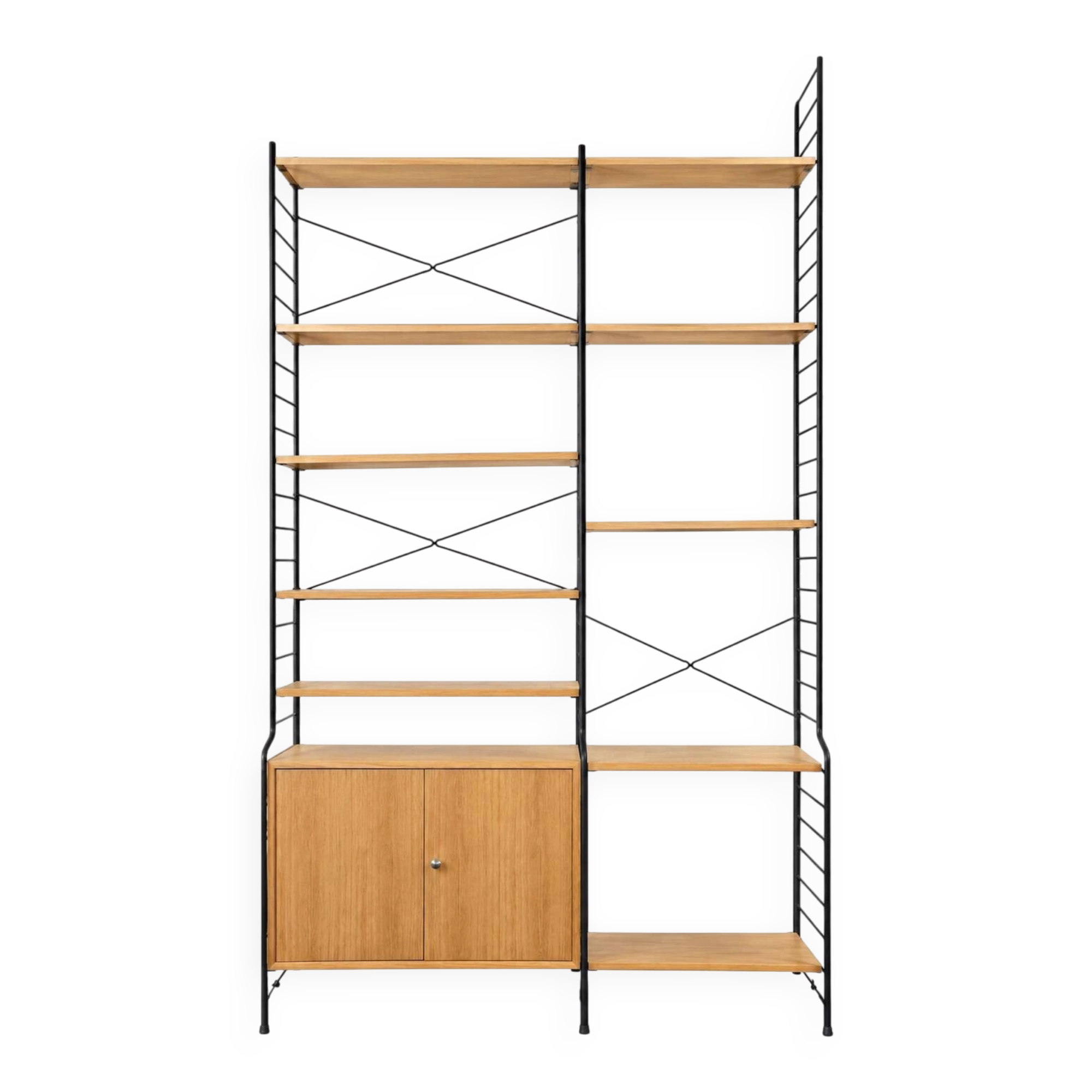 1960s 1970s Ash Shelving System Wall Unit from WHB Germany