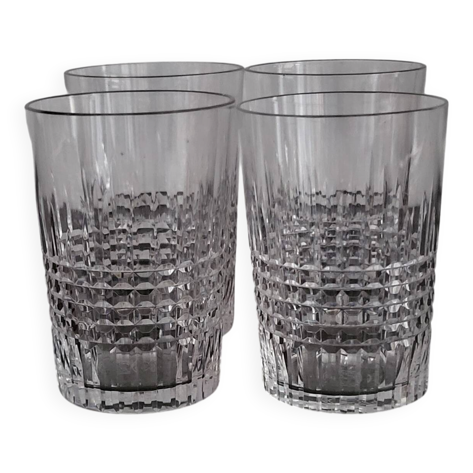 4 vintage crystal tumblers from Baccarat, model Nancy.