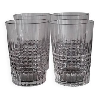 4 vintage crystal tumblers from Baccarat, model Nancy.