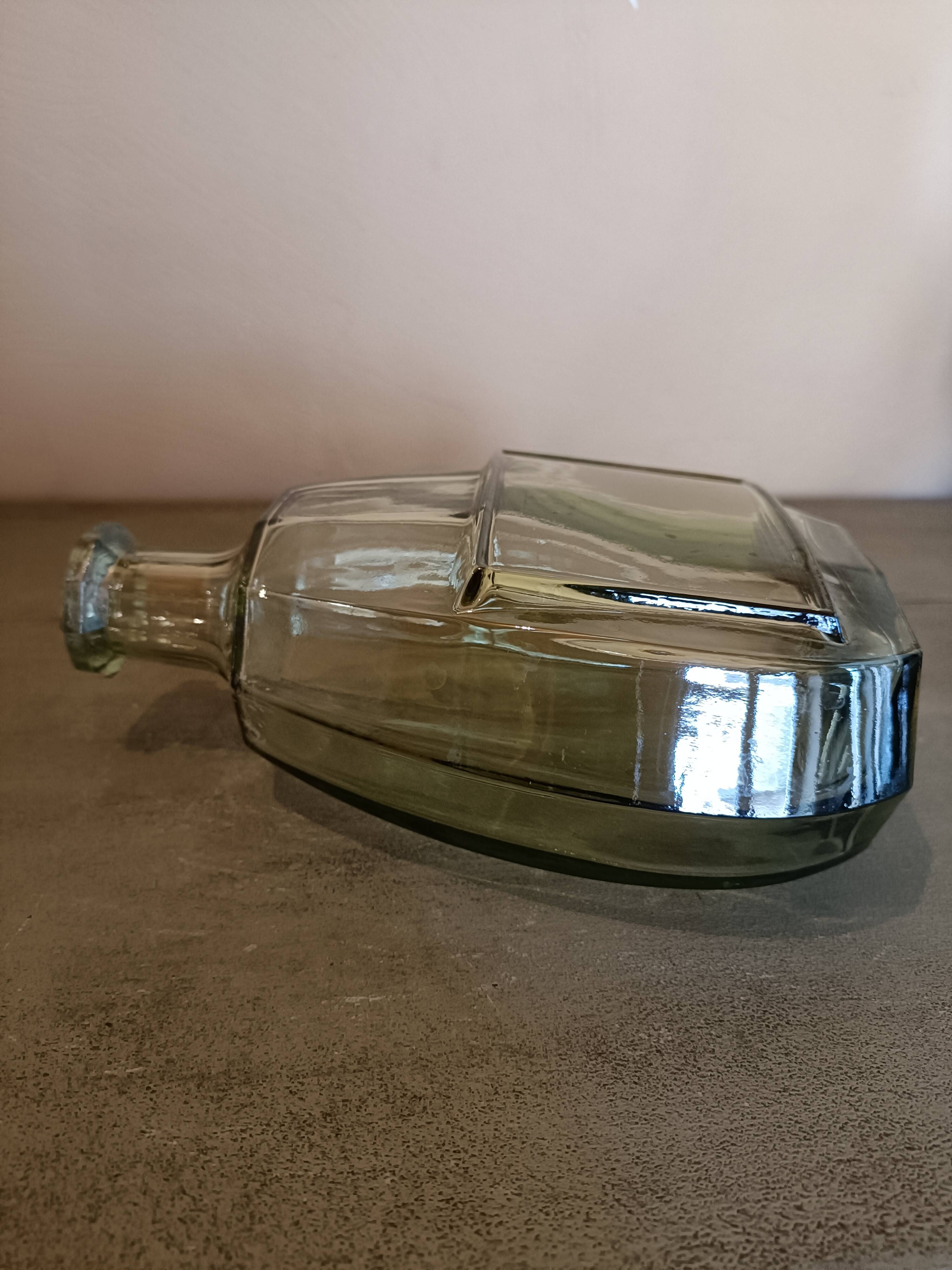 Antique smoked glass bottle, Art Deco style