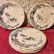 6 large Gien flat plates with hunting decor