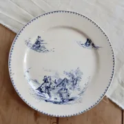 Antique flat plate Creil and Montereau Téniers service - Ironstone