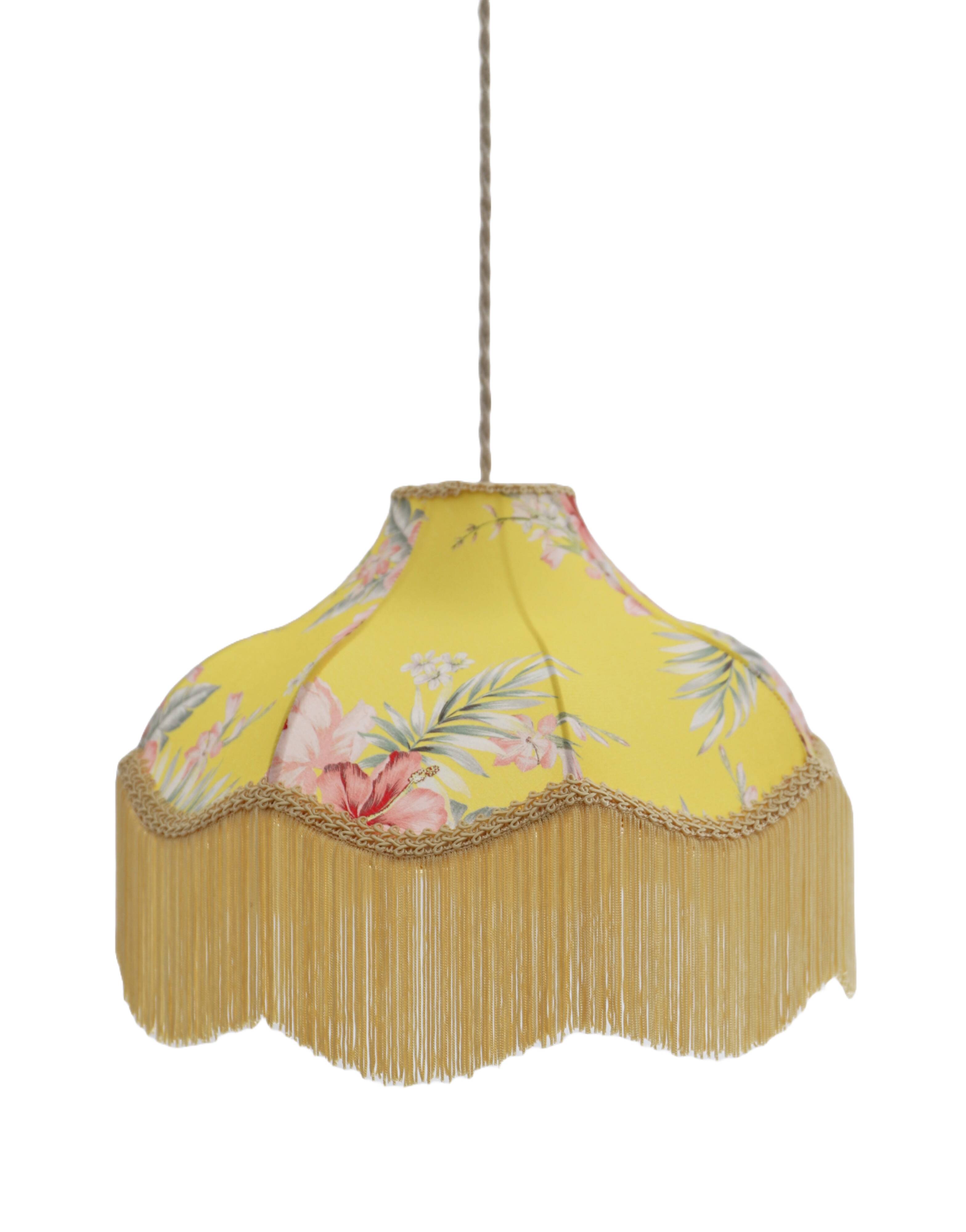 Suspension vintage florale imprimée avec franges