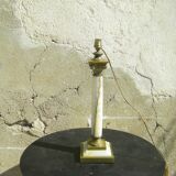Column lamp base in alabaster and bronze