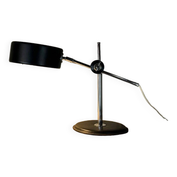 Desk Lamp By Anders Pehrson For Ateljé Lyktan Circa 1960, Leather, Chrome And Metal
