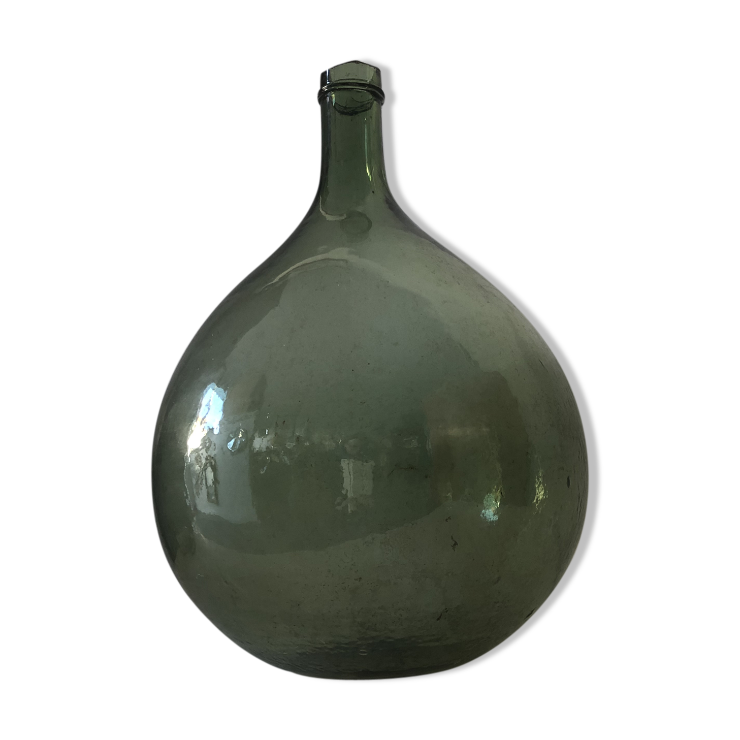 Demijohn old bottle in blown glass