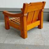brutalistic swedish armchair  in pine from the 70s