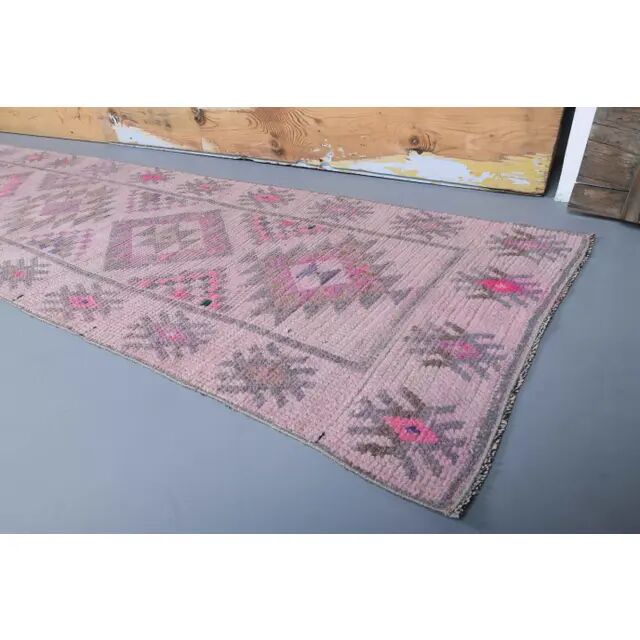 Vintage Turkish hand-knotted runner rug 83x410