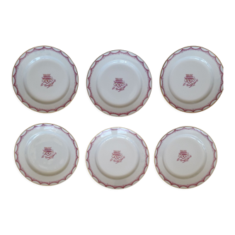 6 art-deco dessert plates in Limoges porcelain