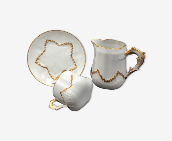 Tasse et pot à lait porcelaine fine de paris doré xixe