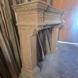 19th-century oak castle fireplace