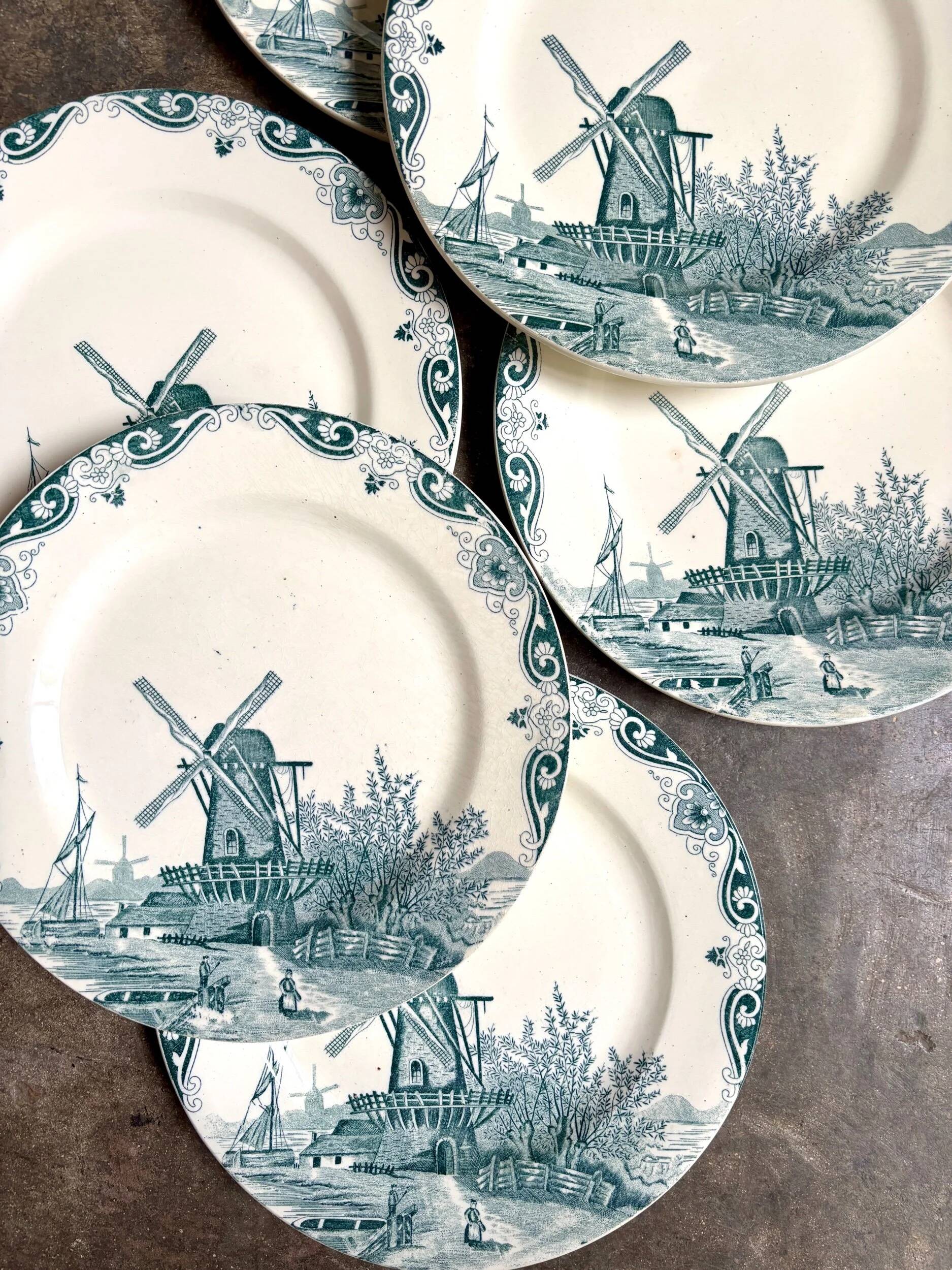 6 flat plates no. 4 Salins in iron earth, "Delft" service