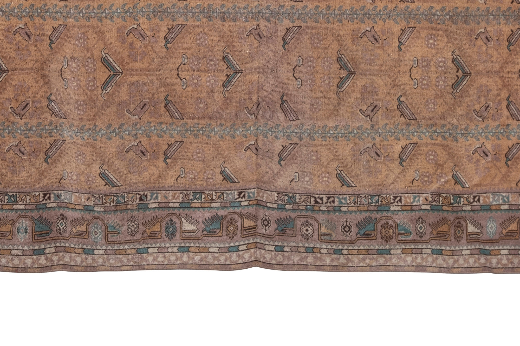 Turkish Oushak Rug With Floral Border, 1970s