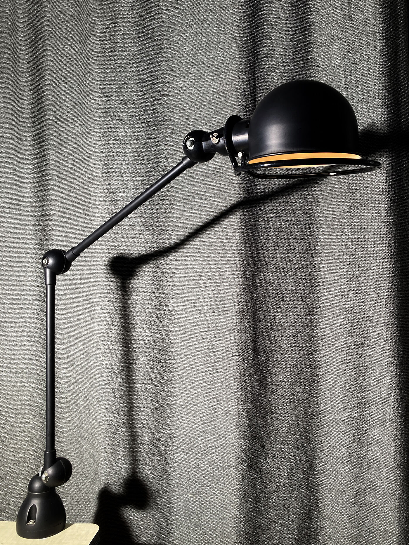 Original satin black two-arm Jielde lamp 1960