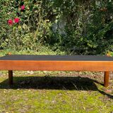 Solid oak and slate coffee table from the 50s-60s