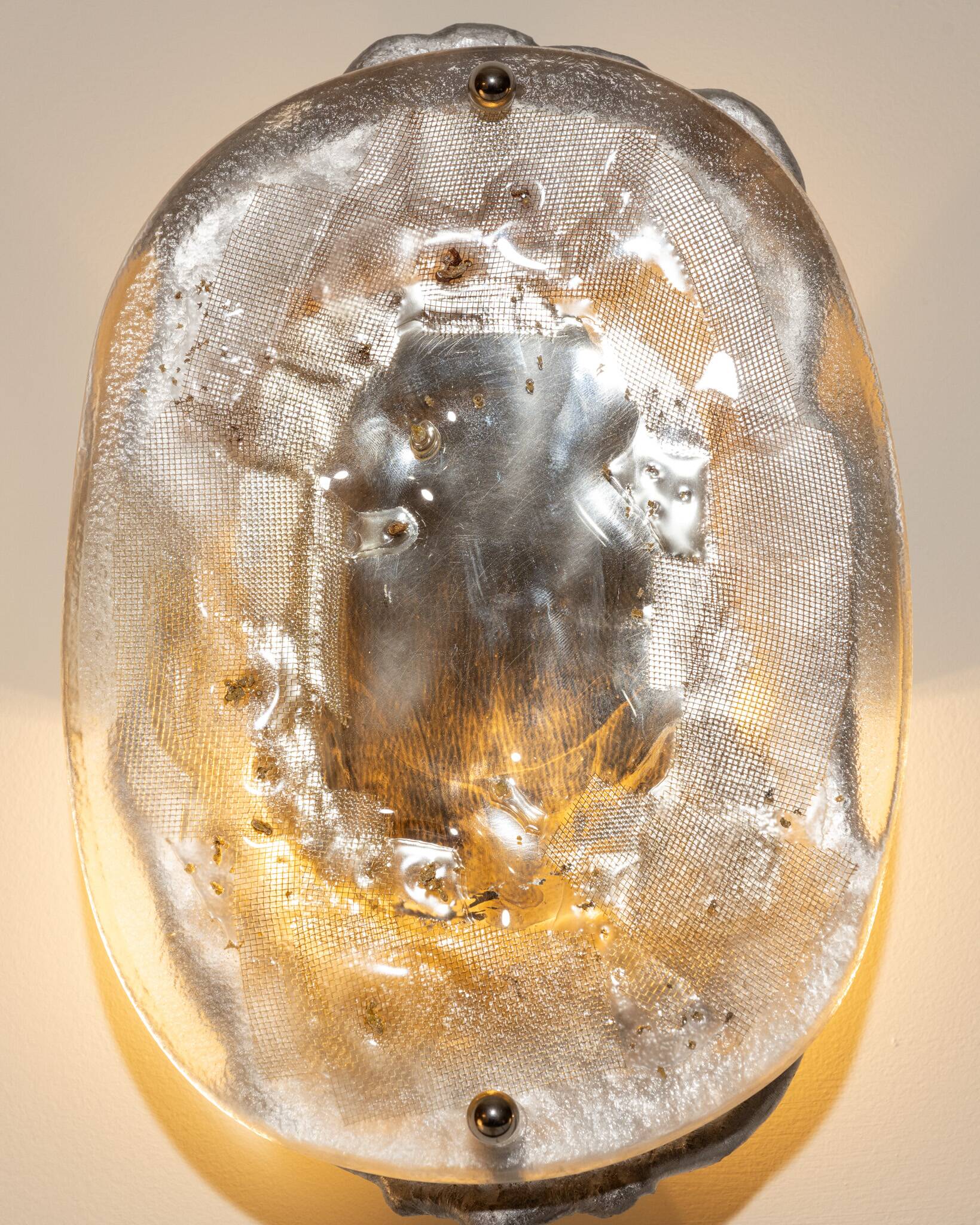 Glass, brass and aluminum wall light No.10