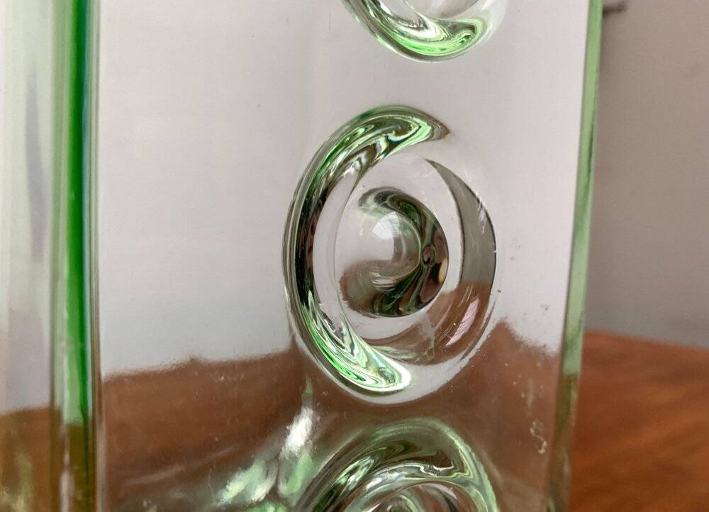 Brutalist glass block vase from the mid-century space age, 1960s