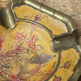 Enameled brass ashtray with floral decoration