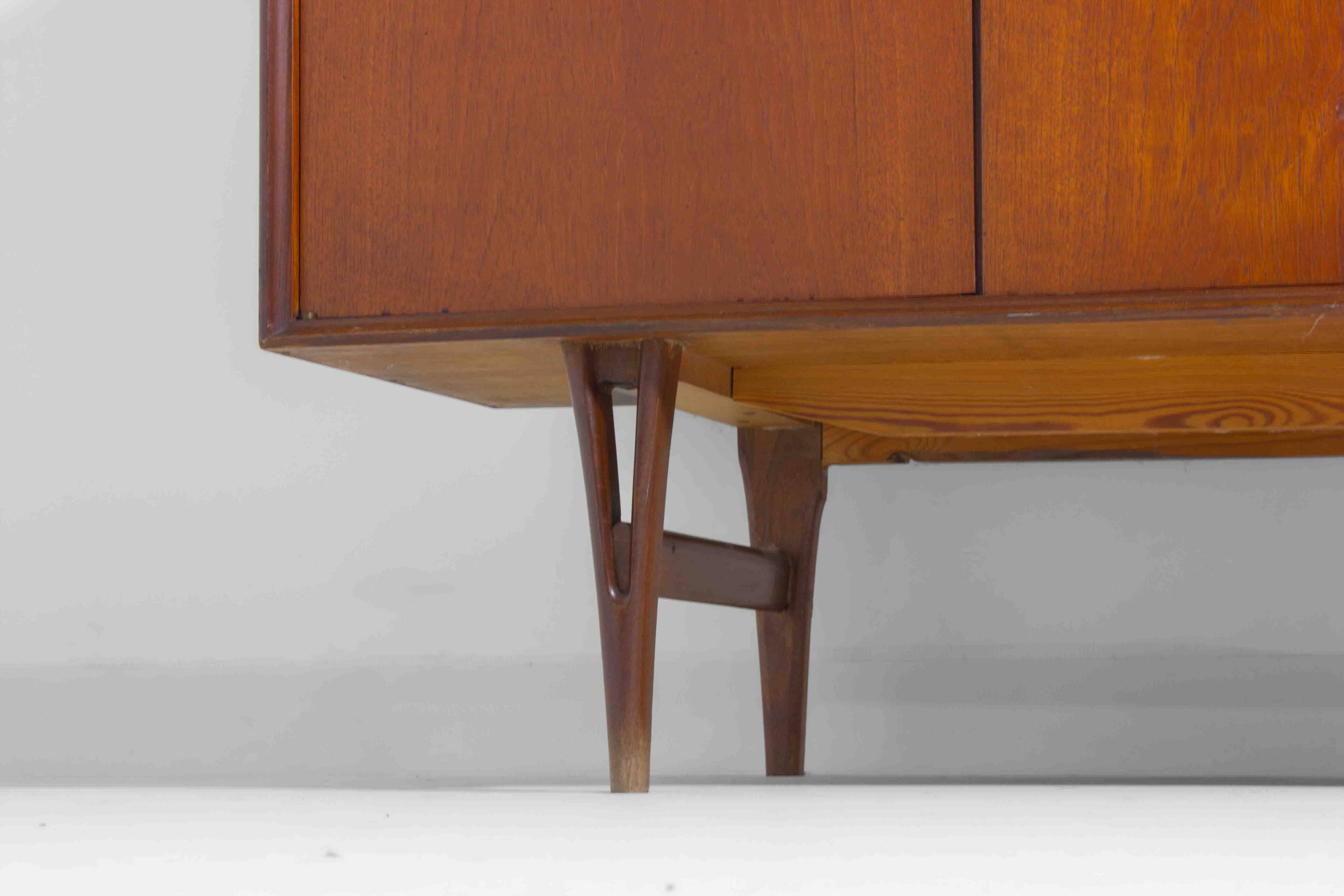Minimalist sideboard in warm teak by Van Pelt, Belgium 1960s