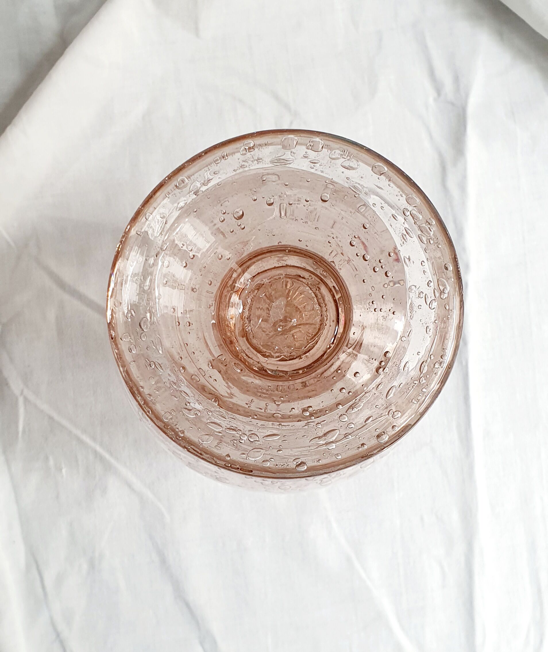 Bubbled glass candle holder signed biot
