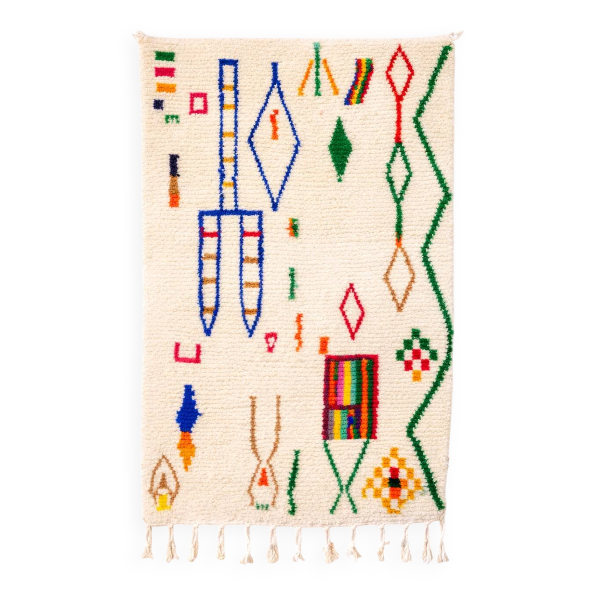 Azilal Moroccan Rug – Colourful Berber Symbols Wool Area Rug | 300x250