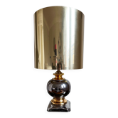 Lampe à poser en céramique chrome et dorée, 1970s