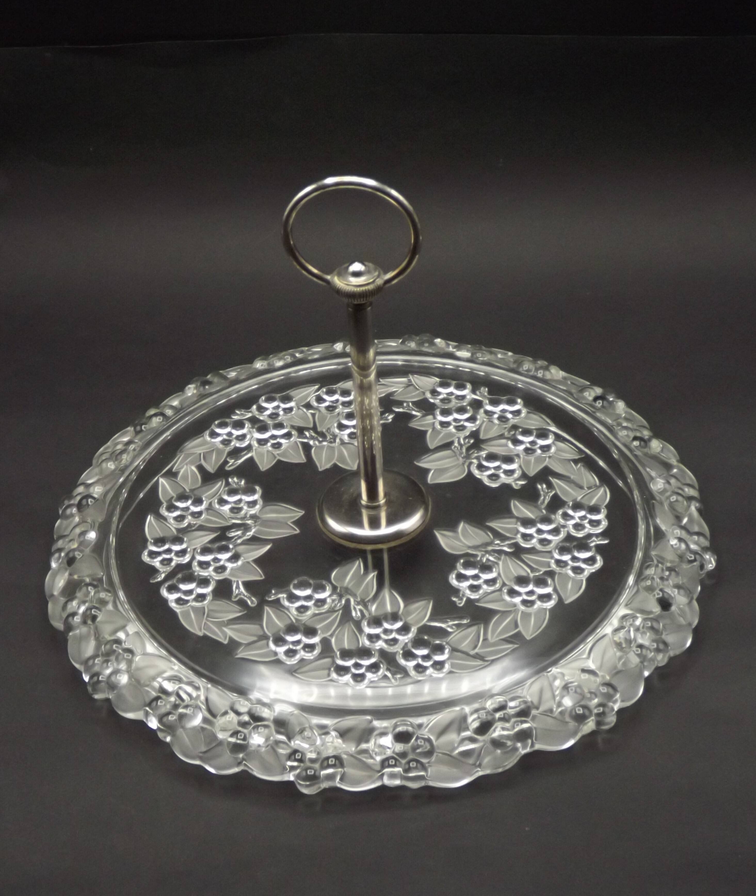 Vintage French Cheese & Sandwich Serving Plate Pressed Glass Floral ...