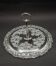 Vintage French cheese and sandwich serving plate, pressed glass with floral pattern.