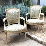 Very beautiful pair of Louis XVI period cabriolet armchairs